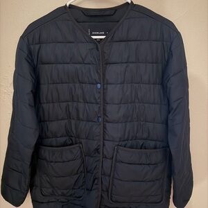 Everlane ReNew Black Quilted Snap Puffer Jacket XS Minimalist